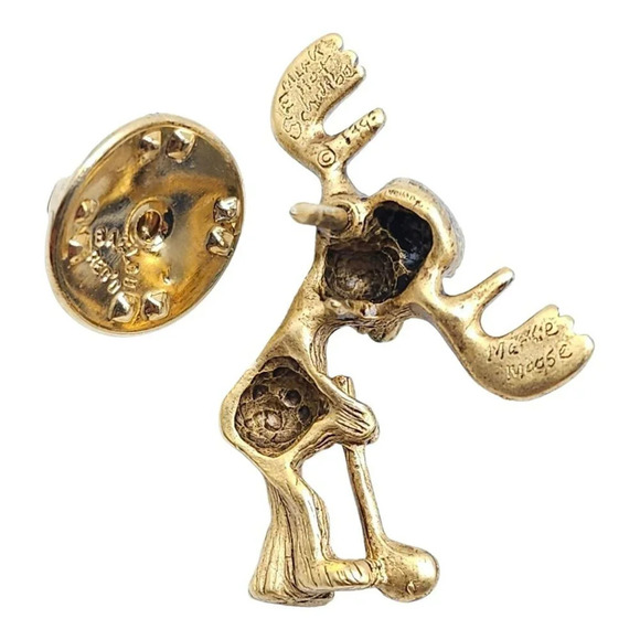 Markie Moose Marked Golfer Elliot Schwab Tie Lapel Pin Gold Tone Vintage - Picture 3 of 6
